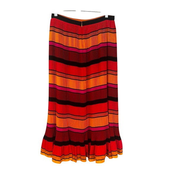 J. Crew Straight Pleat Skirt‎ Multistripe Women's 2 Orange Career Preppy Classic - Picture 9 of 11